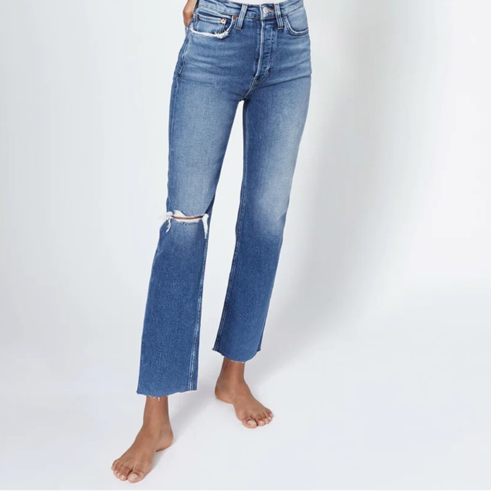 Re/Done Comfort Stretch 70’s Ultra High Rise Stove Pipe sz 25 - Picture 6 of 8